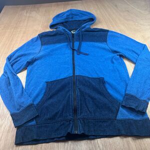 BKE Standard Fit Hoodie Men’s Large Blue Colorblock Full Zip Sweatshirt